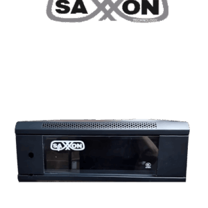 SAXXON SXR4U5404A - Gabinete de Pared Negro / 4 UR / Puerta de Vidrio Templado / Alto 28 cm / Ancho 53 cm / Profundidad 40 cm / Ideal para Grabadores de CCTV
