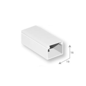 SBE TECH SBE-1619 - Canaleta plástica / PVC / Una vía / Alto 1.6 cm, Ancho 1.9 cm, Largo 2 metros