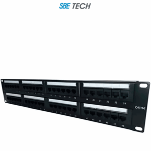 SBE TECH SBE-2202-48P - Panel de parcheo categoría 5e con 48 puertos e incluye etiquetas en frente y parte trasera