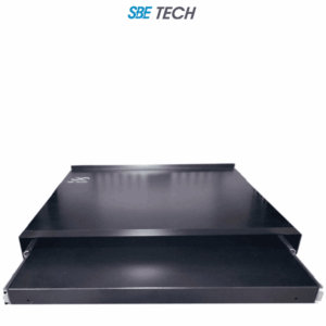 SBE TECH CDES1910R - Charola deslizable para rack, 19"(48.26 cm) x 10"(25.4 cm) para teclado, color negro, soporta 30 kg, profundidad 35 cm, ancho 44 cm, deslizable 25 cm, 2UR