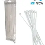 SBE TECH CN48X450 - Cincho sujetacable 4.8x450 mm color blanco, bolsa con 100 piezas, nylon.
