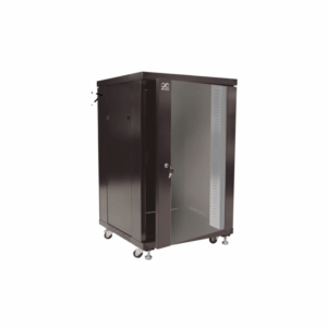 SBE TECH  SBE-GNL24URPC - Gabinete de piso 24UR, 60 cm de ancho y 80 cm de profundidad / Puerta frontal de cristal / Puerta trasera ventilada / Negro