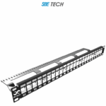 SBE TECH SBE-PMODS - Panel de parcheo modular de 24 puertos, blindado, compatible con jacks Cat 5, Cat 6 y Cat 6A