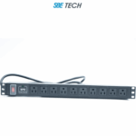 SBE TECH SBE-TC010SPV -  PDU horizontal con 10 contactos polarizados, supresor de picos y diseño para montaje en rack de 19" y 1U