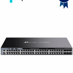 TP-LINK SG6654X- Switch Omada L3 Stackable de 48 puertos RJ45 Gigabit y 6 puertos SFP+ 10G , Stacking físico , Funciones L3 Enterprise. RIP, OSPF, ECMP, VRRP, PIM-DM, DHCP Server/Relay , Alta disponibilidad , VRRP y ERPS , Interfaz WEB , CLI , SNMP.