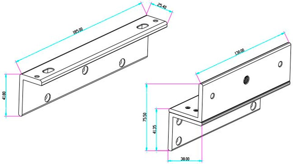 YLI MBK500NZL - Soporte tipo ZL para Cerradura Magnética YM500N y YM500NLED - Image 2