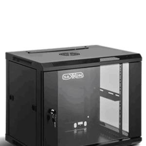 SAXXON SXR12U5412A - Gabinete de Pared Negro / 12UR / Puerta de Vidrio Templado / Alto 60 cm / Ancho 53 cm / Profundidad 40 cm