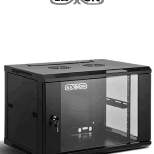 SAXXON SXR6U6406S - Gabinete de Pared Negro / 6UR / Puerta de Vidrio Templado / Alto 35 cm / Ancho 60 cm / Profundidad 45 cm /