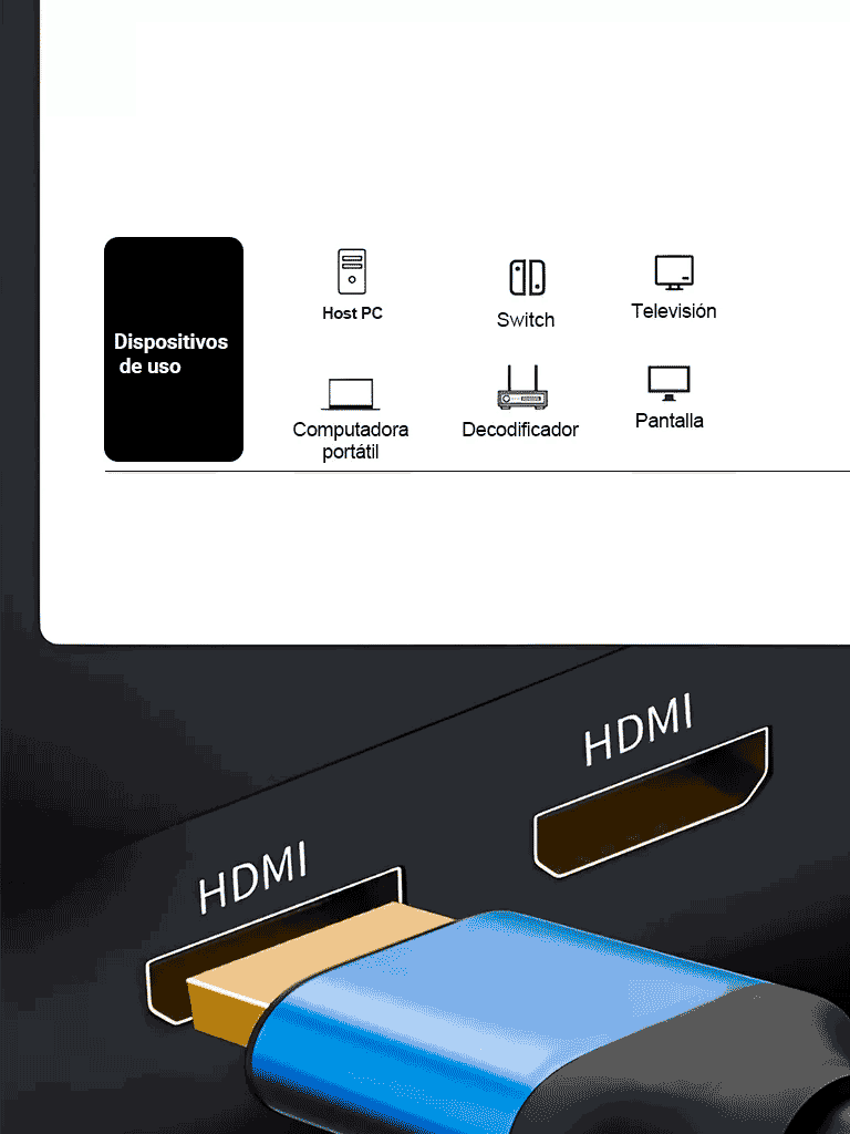 SAXXON SX-05HD-C - Cable HDMI de 0,5 metros de alta velocidad / Versión 2.0 / Resolución 4K / Canal de retorno de audio (ARC) / Video 3D / Blindado para reducir interferencias / Chapado en oro / Alta resistencia y durabilidad. - Image 2