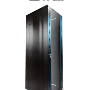 SAXXON SXR42U6642S - Gabinete de Piso color Negro / 42UR / Puerta de Vidrio Templado / Alto 198 cm / Ancho 60 cm / Profundidad 60 cm / Incluye Base con 2 Ventiladores 110V