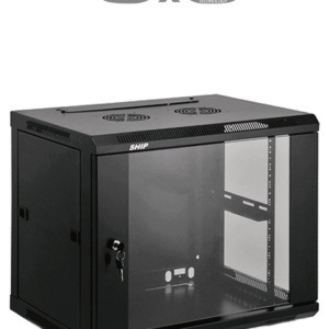 SAXXON SXR9U6409S - Gabinete de Pared Negro / 9UR / Puerta de Vidrio Templado / Alto 60 cm / Ancho 60 cm / Profundidad 45 cm /