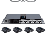 SAXXON LKV714PRO- Kit Extensor HDMI de 4 Puertos/ Resolución 1080p/ Hasta 40 metros/ Cat 6/ 6A/ 7/ Loop HDMI/ Transmisor IR/ Plug and play