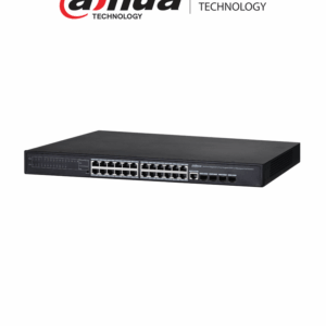 DAHUA PFS4428-24GT-370 - Switch Gigabit PoE de 24 puertos, administrable de capa 2, con 370W totales y 4 puertos SFP 1000 Base-X. Capacidad de switching de 56 Gbps, ideal para redes empresariales exigentes