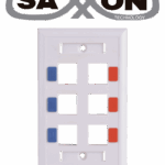 SAXXON A1756E - Placa de pared / Vertical / 6 Puertos tipo keystone / Color blanco / Con etiquetas