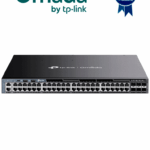 TP-LINK SG6654XHP - Switch Omada L3 Stackable de 48 puertos POE+ Gigabit y 6 puertos SFP+ 10G , 1440W , Stacking físico , Funciones L3 Enterprise. RIP, OSPF, ECMP, VRRP, PIM-DM, DHCP Server/Relay , Alta disponibilidad , VRRP y ERPS , Interfaz WEB , CLI.