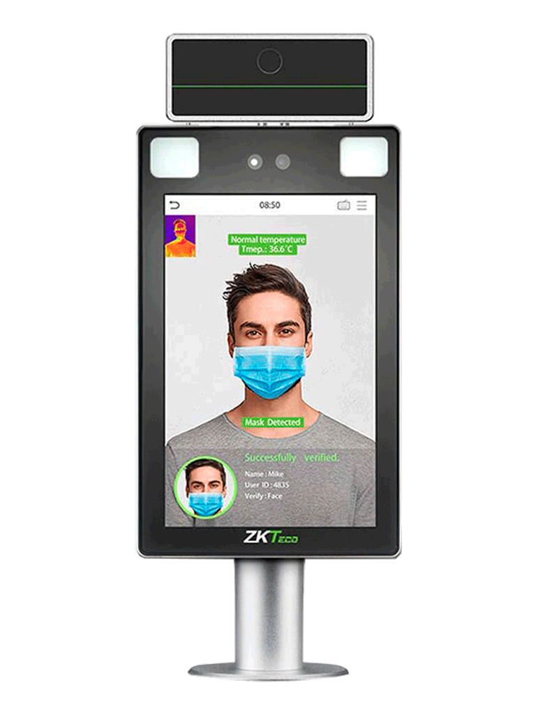 ZKTECO PROFACEXTICH - Terminal de Control de Acceso y Asistencia Facial y Palma con Medición de Temperatura y Uso de Cubrebocas / Lectura de QR e Intercom / Con Soporte para Torniquete / Serie Visible Light (PRODUCTO SOBRE PEDIDO) - Image 2