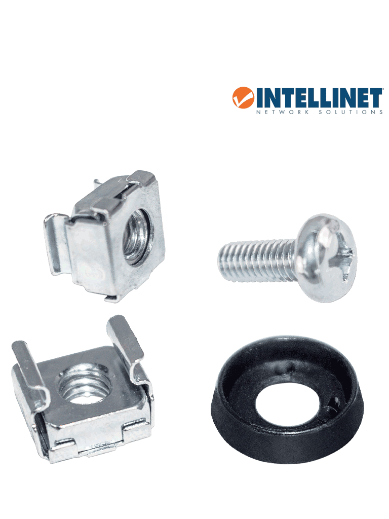 INTELLINET - 711081 - Bote de tornillos M6 con tuerca enjaulada, 50 juegos / Bote con 50 juegos de tornillo M6, tuerca enajulada y arandela de plástico, plateado - Image 3