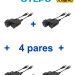 UTEPO UTP101PHD6PAK4 - 4 pares de transceptores pasivos HD, diseño para empalmes ordenados, distancias CVI: 720p a 300m, 1080p a 250m, 4MP a 200m, 4K a 150m