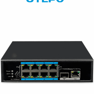 UTEPO UTP7108EPOE - Switch industrial PoE+ de 10 puertos: 8 PoE 10/100 Mbps, 1 SFP 1000 Mbps, 1 RJ-45 10/100/1000 Mbps, PoE 120W, 802.3af/at, hasta 250m en modo CCTV, montaje en DIN rail
