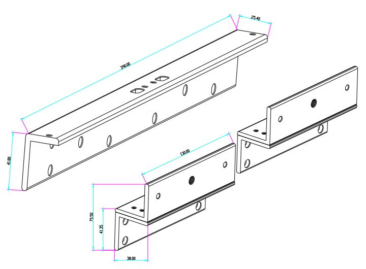 YLI YM180NDLEDPACK - Paquete de Cerradura Magnética doble con Led YM180NDLED y Soporte de Fijación Tipo ZL / Fuerza de Sujeción 180Kg / 350Lb por extremo / Voltaje dual / Puertas de madera, vidrio, metálica - Image 4