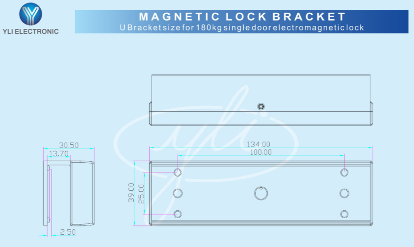 YLI MBK180U - Soporte en U para Puertas de Vidrio Sin Marco / Compatible con Cerradura Magnética YM180NLED - Image 3