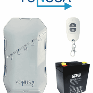 YONUSA EYHS1BAT Energizador de nueva generación para solución de cerco eléctrico. Cubre 500 metros lineales o 100 metros en 5 líneas  y batería de respaldo de 12VDC a 4.5 Ah