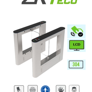 ZKTECO SBTL5000 - Barrera Abatible un Carril Bidireccional / Acero SUS304 / Aletas de Cristal Templado / 25 a 30 Personas x Min. / 110V / Carril 65 cm / 2 millones de Ciclos / Interior / No cuenta con Lectores y Panel