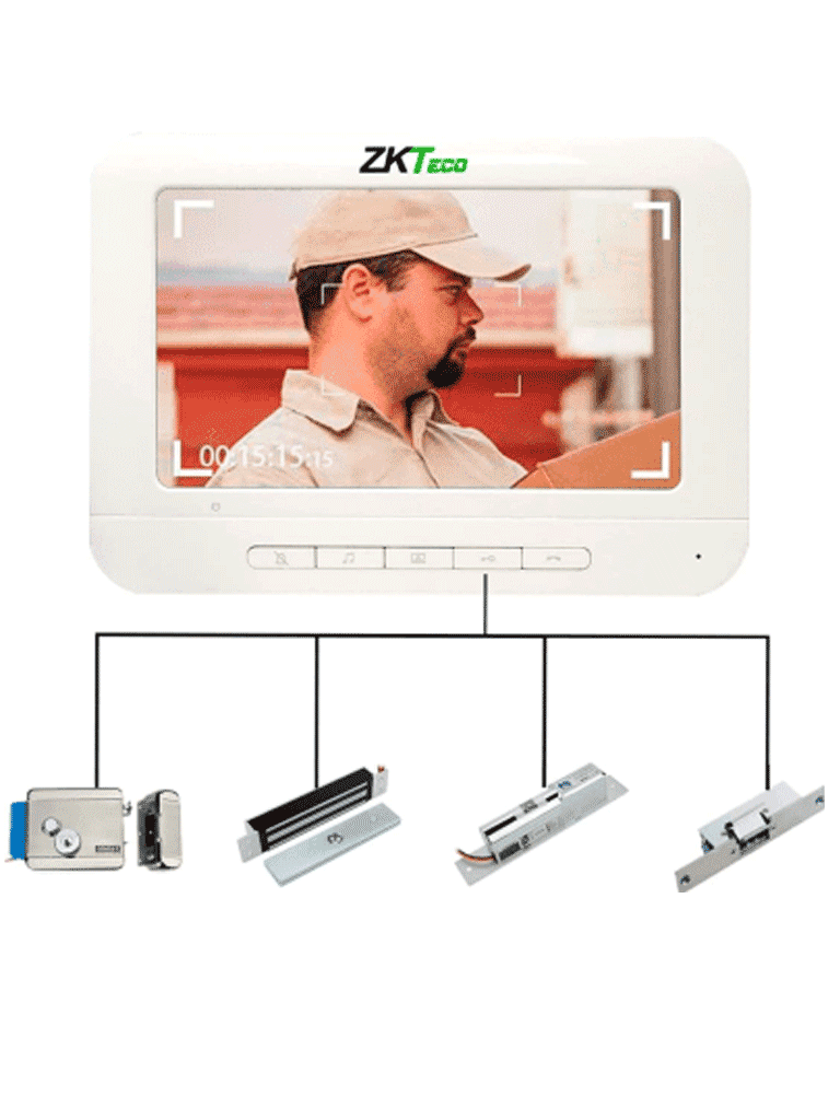 ZKTECO VDPIB3 - Monitor LCD de 7 pulgadas para Videoportero Analógico / Conexión mediante 4 Hilos / Resolución 800*480 píxeles / Imagen Nítida / Botón de NO Molestar / Hasta 25 Tonos Diferentes - Image 4