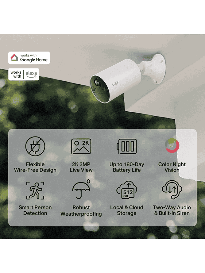 TP-LINK TAPO C410 Cámara de Seguridad Inteligente Exterior 3MP-2K, Soporta Micro SD 512GB, Visión nocturna color, Identifica personas, IP65. Soporta Tapo Care (Nube) Bateria con funcionamiento de 180 días. (Compatible Celda TPL0150028/TAPO A201) - Image 2