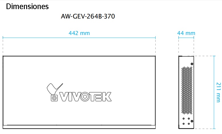 VIVOTEK AW-GEV-264B-370 - Switch PoE Administrable con 24 puertos PoE GE RJ45, 2 puertos GE SFP, 30W por puerto, 370W Totales, VIVOCAM WEB Smart, 52Gbps y protección 6KV. - Image 4
