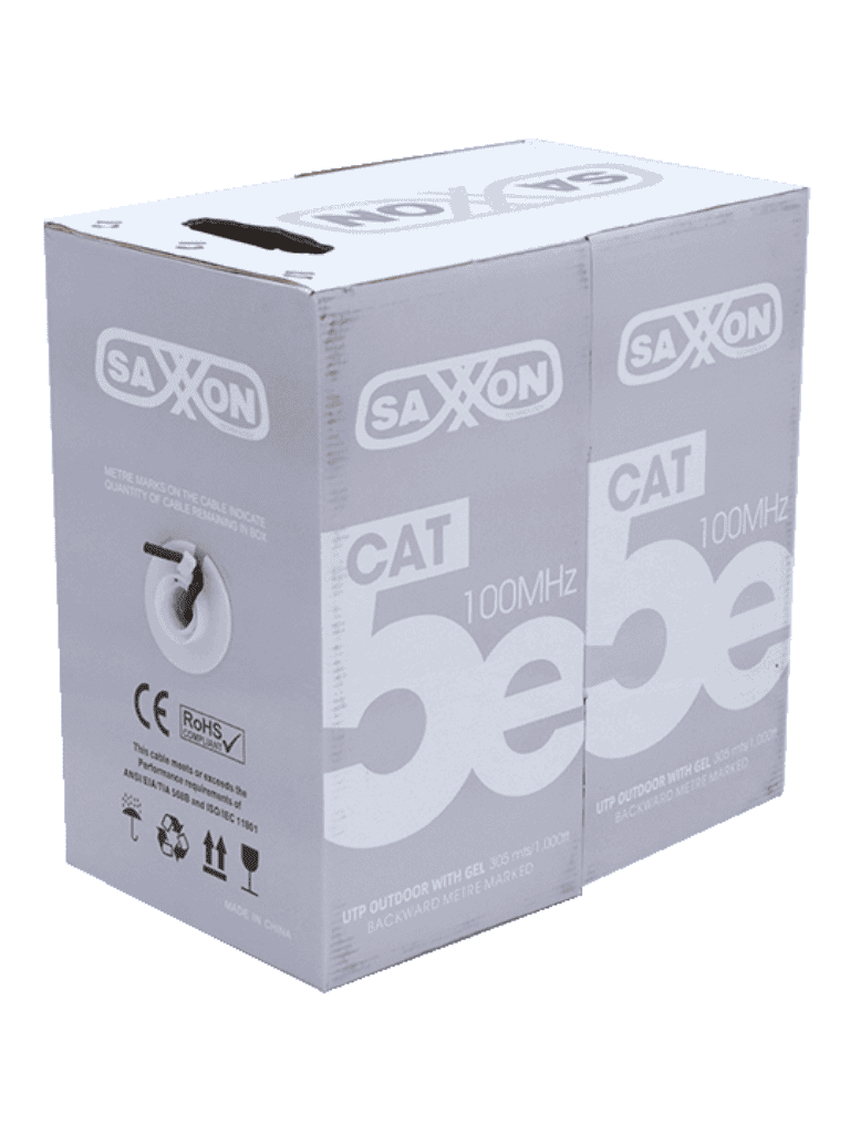 SAXXON OUTPCAT5EGCOPEXT - Bobina de Cable UTP Cat5e 100% Cobre con Gel/ 305 Metros/ Uso Exterior/ Color Negro/ Ideal para Cableado de Redes y Video/ - Image 4