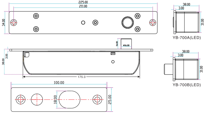 YLI YB700ALED - Cerradura eléctrica de Perno con indicador led, de uso rudo para control de acceso , cuenta retardo de tiempo de 3,6 y 9 segundos con hasta 2000 Kg de fuerza de sujeción - Image 2