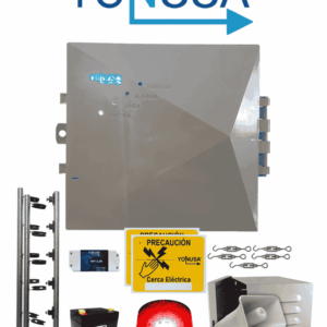 YONUSA PAKETALLER -Paquete de energizador modular salida 12,500/bateria /2 TuboAP201/1TuboAP101/2Letreros/SirenaGabinete/Wifi/5Tensores/Luz Estrobo
