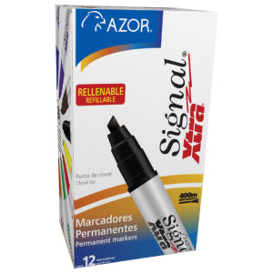 Marcador AZOR SIGNAL 40001 XTRA Negro. Punta Gruesa Cincel de 6mm. Paquete con 12 piezas.