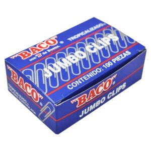 Clip BACO Jumbo 12098 zincado. Caja con 100 clips. Clip jumbo metalico zincado / niquelado.
