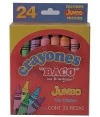 Crayones BACO Redondos 65469. Surtido con 24 Piezas Colores Variados