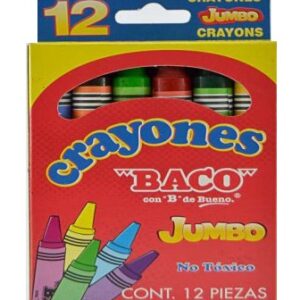 Crayones BACO JUMBO 65483. Surtido con 12 Piezas Colores Variados.