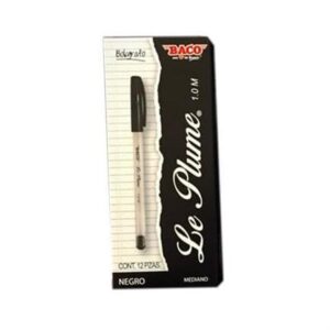 Bolígrafo BACO LEPLUME 53404 Negro. Plegadiza con 12 Piezas. Punto Medio 1.00 mm