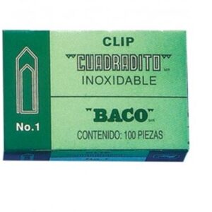 Clip. Clip BACO #1 No de Parte 12067. Caja con 100 Piezas Niqueladas.