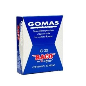 Goma Blanca BACO G-30 - Blanco, Para Escuela y Oficina
