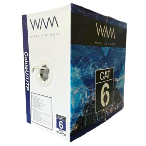 WAM Bobina UTP CAT6 para interior - 4 pares, 23 AWG, bobina de 305 mts, 100 cobre, color blanco