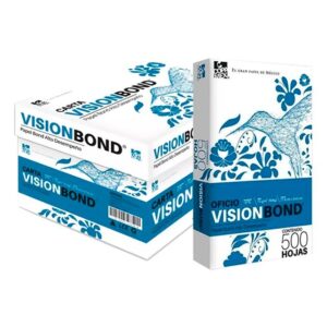 VISION Papel Visión bond tamaño Oficio 75 gramaje 97 blancura caja con 10 resmas de 500 hojas cada una 17502237370395 150 paginas por minuto