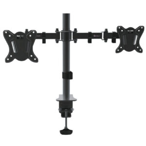 GETTTECH soporte para 2 pantallas - de 10 a 30 pulgadas, 10 kg, negro, vesa 100x100mm inclinacion +- 45, mod. TW-1404