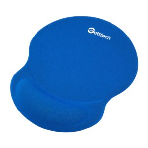 GETTTECH mousepad de gel suave color azul se adapta a la curva de la muñeca y mano - recubrimiento tela suave, base de poliuretano, GGD-STD-01-BL