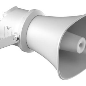 HIKVISION DS-QAZ1307G1T-E(C) Bocina (Altavoz IP ) | Tipo Trompeta | 7 Watts | PoE+ | Exterior IP67 | Metal | Voceo en tiempo real | Calendarización de audios | Entrada de alarma