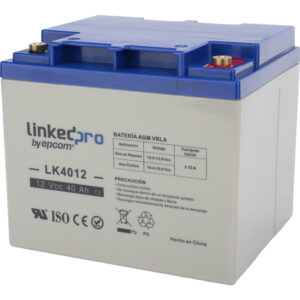 LinkedPRO LK4012 Batería de respaldo 12 V | 40 Ah | AGM | Especial para Seguridad Electrónica | UPS | Sistemas de Emergencia | Certificada UL | Terminales T2