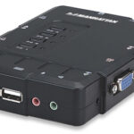 MANHATTAN 151269 Switch KVM Compacto 4 Puertos - Maneje / controle 4 computadoras USB desde un solo teclado, monitor y ratón.