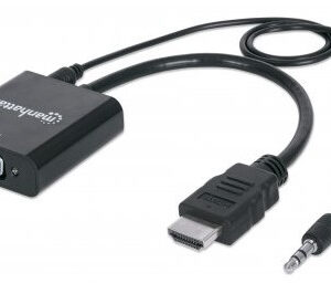 MANHATTAN 151559 Convertidor HDMI a VGA con audio - Completamente blindado para reducir fuentes de interferencia EMI y otras.