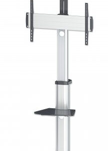 MANHATTAN 461245 Soporte de aluminio tipo carrito para TV de 37 pulgadas a 86 pulgadas inclinación de -12 a 5° - rotación de TV de 90°;repisas removibles.