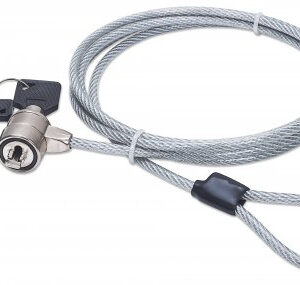 MANHATTAN 440271 Candado para Laptop con cerradura de llave - cable de acero y recubrimiento PVC transparente de 1.5mts de largo.